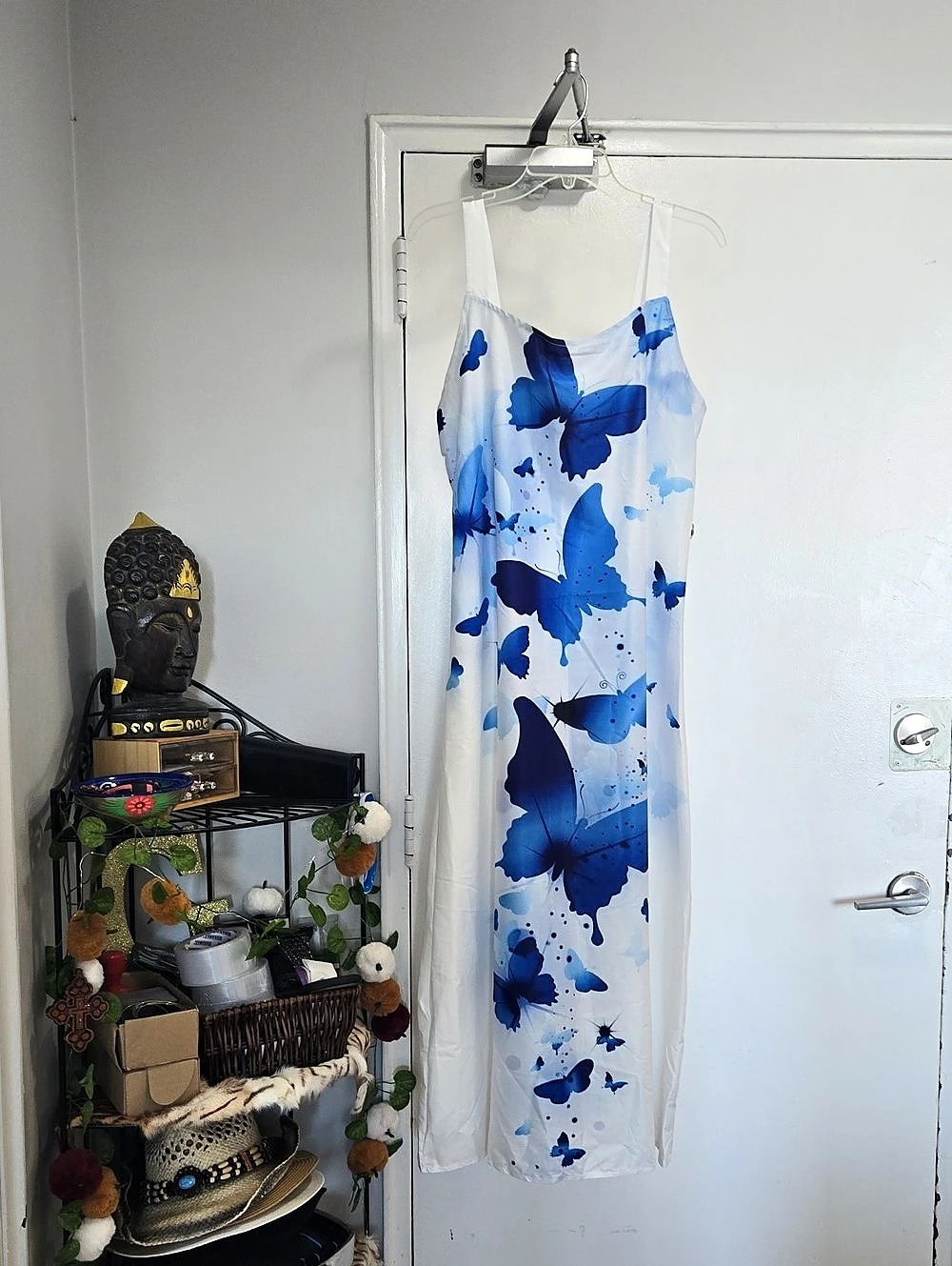 Blue Butterfly Print Maxi Dress Like New